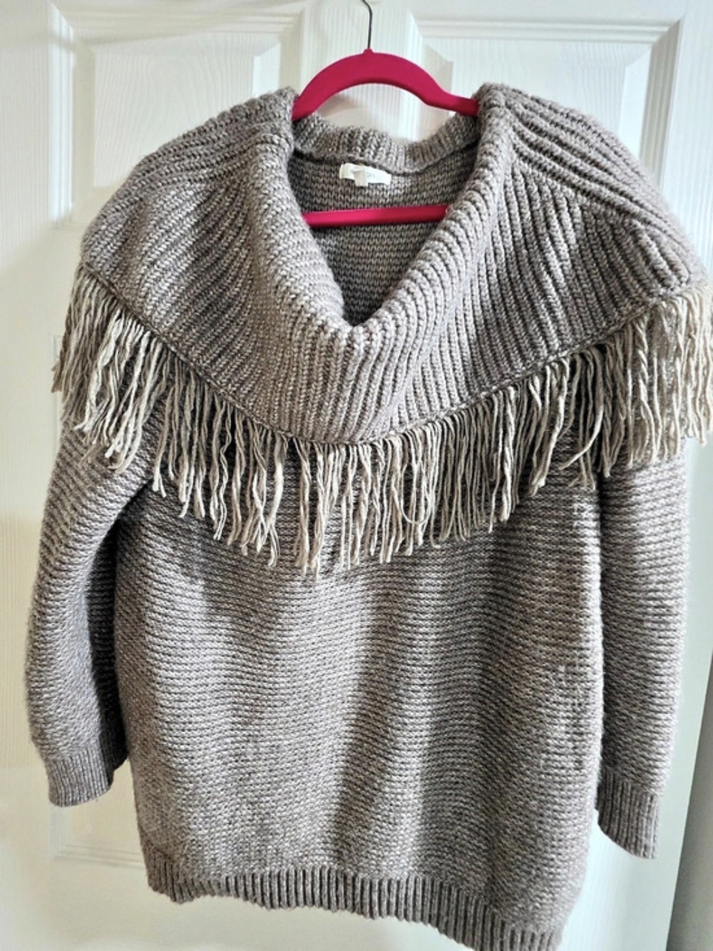 Maurices Fringe Cowl Neck Sweater in Gray XXL Like New